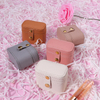New Mini PU Leather Simple Jewelry Stud Earrings Ring Storage Packaging Box With Buttons Close