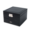 European Style Pu Leather Simple Double Layer Jewelry Earrings Ring Necklace Storage Box with Mirror Wholesale