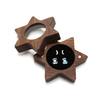Exquisite Small Black Walnut Hexagon Star Stud Earrings Proposal Ring Jewelry Packaging Box with Clear Window