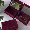 Suede Jewelry Ring Box with Mirror