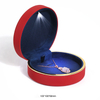 High Grade Creative Round PU Leather Wedding Necklace Ring Bracelet Jewelry Packing Box with LED Light