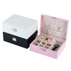 Luxury Double Layer Large Capacity PU Leather Ring Necklace Earring Bracelet Watch Jewelry Gift Storage Box with Metal Lock