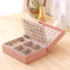 Factory Direct Selling PU Leather Portable Simple Earrings Necklace Ring Jewelry Storage Box with Flannelette Lining