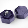 Elegant Luxury Hexagon Violet Purple Velvet Suede Ring Box Jewllery Packaging Wedding Ring Display Package Boxes