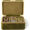 Bamboo Color Small Bracelet Jewelry Box Plush Suede Interior Flip Storage Case Necklace Ring with Tray Brass Edging Jewelry Box