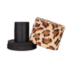 Zipper Leopard Print Jewelry Ring Gift Boxes Fabric Velvet Embroidered Logo Women's Earring Organizer with Two Compartments
