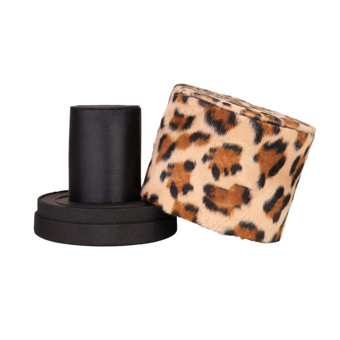 Zipper Leopard Print Jewelry Ring Gift Boxes Fabric Velvet Embroidered Logo Women's Earring Organizer with Two Compartments