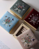 Hand Wooden Jewelry Ring Box Home Display Fabric Velvet Fabric Earring Storage Box Organizer MDF Embroidery Box Packaging