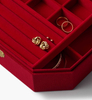 Red Earrings Box Flowers Embroidery Watch Jewelry Organizer