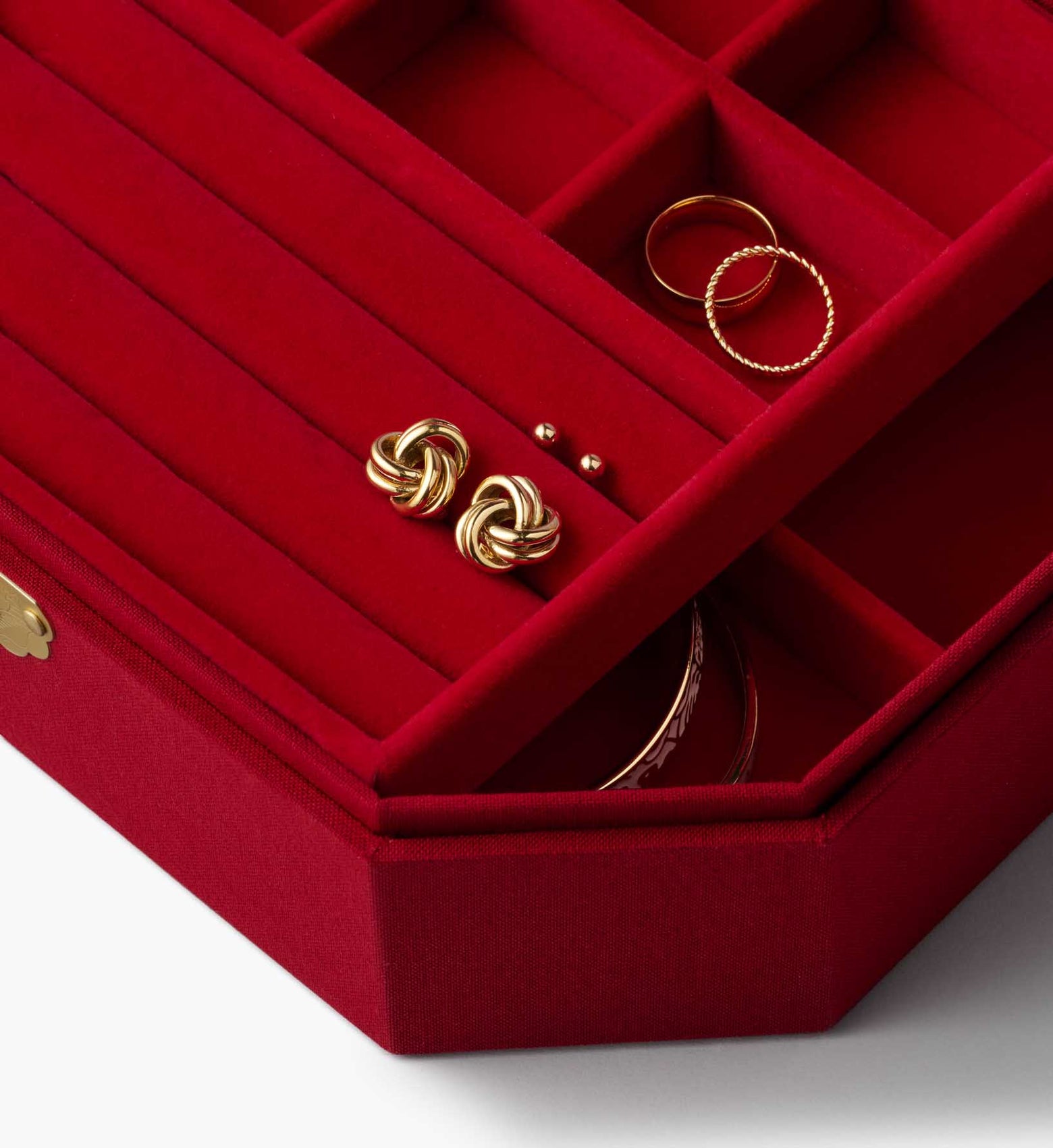 Red Earrings Box Flowers Embroidery Watch Jewelry Organizer